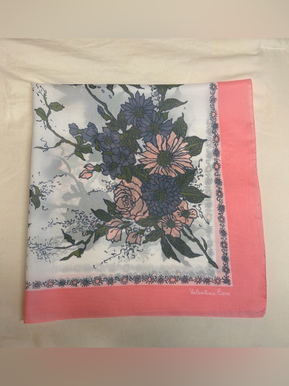 Vintage Valentina Fiore floral square scarf